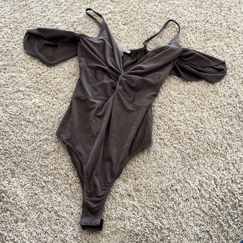 Charlotte Russe faux suede cold should style bodysuit